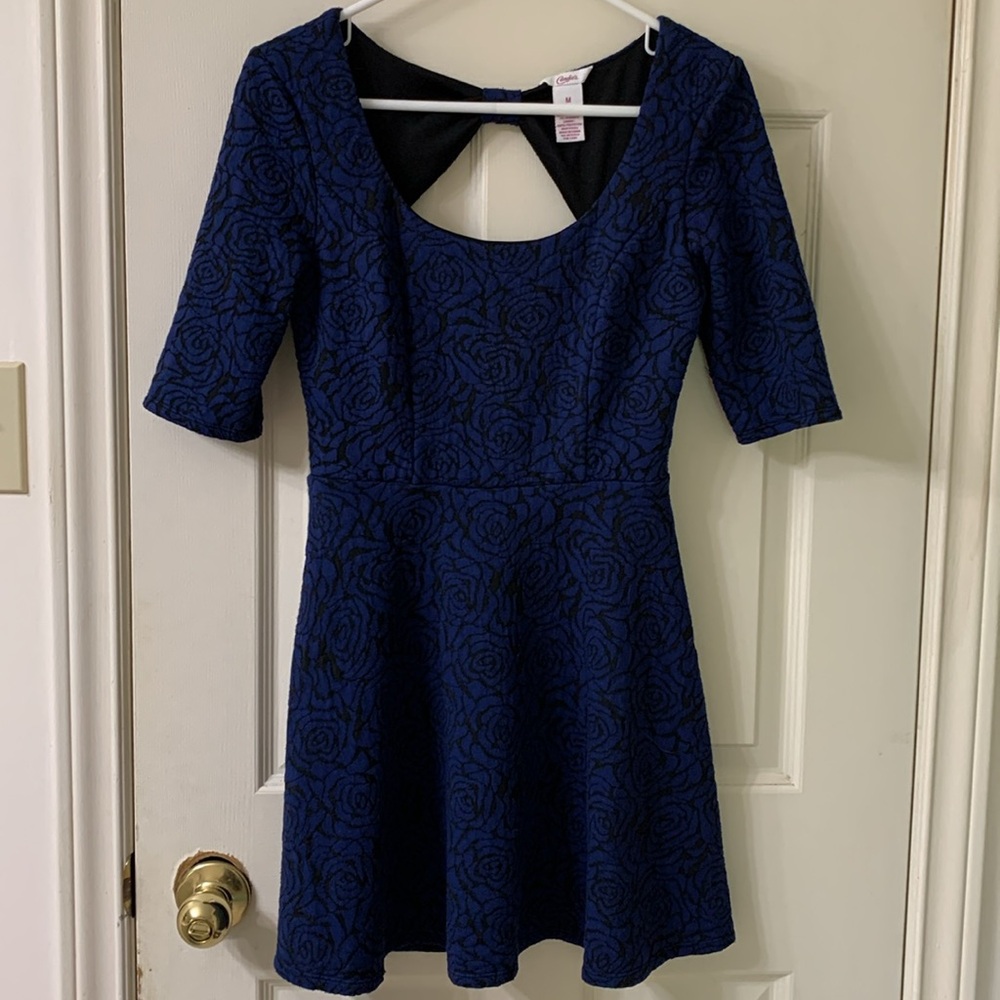 🌷3 for $25🌷Candie’s, US M, Navy & Black 3/4 Sleeve Fit & Flare Floral Dress